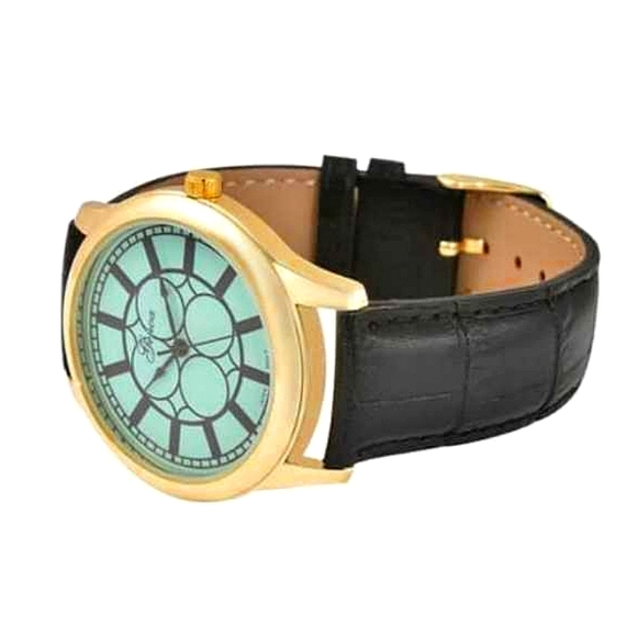 GENOA Gold Tone Japanese Movement Genuine Leather Watch - Picture 3 of 8